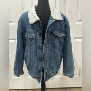 OSCAR JEANS VTG MENS DENIM SHERPA LINED JACKET SIZE M